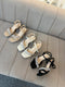 Women Luxury Rhinestone Decor Open Toe Buckle Straps